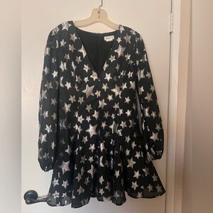 Lovers + Friends Black Dress with Shiny Silver Accents